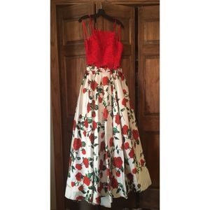 Red Two-piece Dave and Johnny Prom Dress